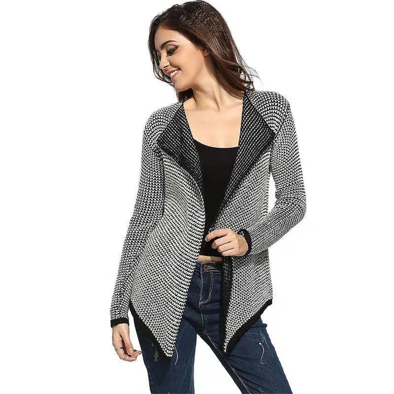 Vente en gros pull cardigan tricot  carreaux  rayures lches nihaojewelry