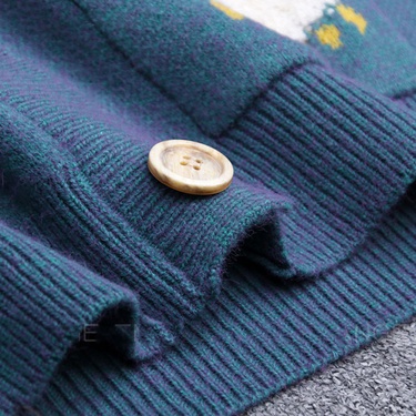 cartoon lamb pattern knitted cardigan sweater—5