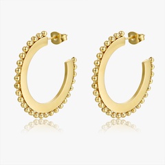 simple round bead edge geometric flat titanium steel earrings wholesale nihaojewelry