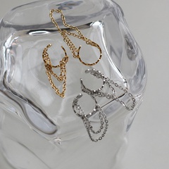fashion tassel chain titanium steel gold-plated disc ear clip wholesale Nihaojewelry