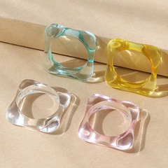 simple creative transparent resin ring set wholesale Nihaojewelry