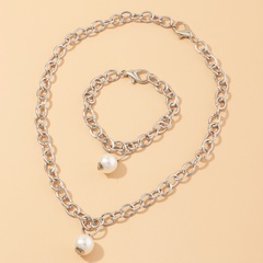 Simple Pearl Pendant Necklace Bracelet Set Wholesale Nihaojewelry
