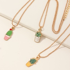 fashion colorful cactus pendent necklaces set wholesale Nihaojewelry