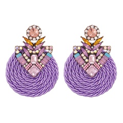 Korean rhinestone geometric round earrings wholesale Nihaojewelry