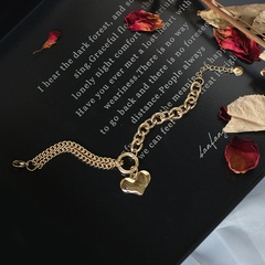 Geometric chain peach heart pendent titanium steel plated 18K gold bracelet wholesale Nihaojewelry
