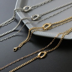 Großhandel Schmuck Doppelschicht Kette Titan Stahl vergoldet Halskette Armband nihaojewelry