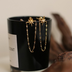 Korean star tassel chain titanium steel gold-plated earrings wholesale Nihaojewelry