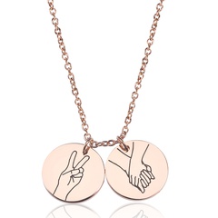 wholesale jewelry gesture pattern round pendant stainless steel necklace nihaojewelry