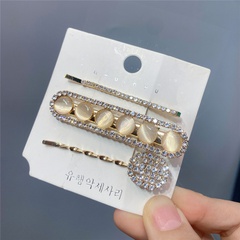 Korean geometric opal rhinestone hairpin three-piece set wholesale Nihaojewelry