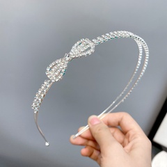 simple diamond-studded double-row hollow bowknot thin hairband wholesale Nihaojewelry
