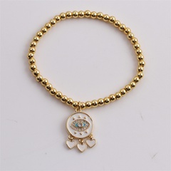 new copper round beads pearl zircon oil dripping devil's eye bracelet wholesale Nihaojewelry