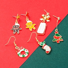 Christmas Christmas Series Alloy Christmas Tree Ice Man Christmas Stockings Earrings Eardrops Female Ins Style Earrings