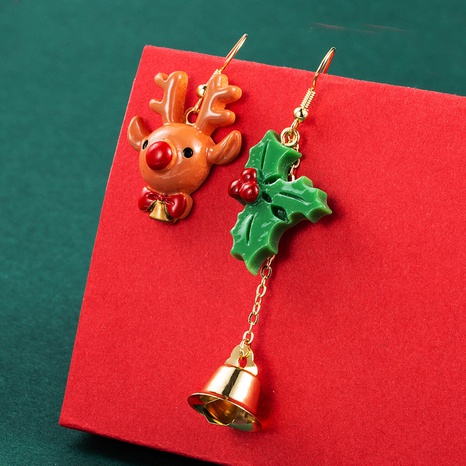 Christmas Series Resin Elk Snowman Stocking Bell Pendant Earrings Wholesale Nihaojewelry's discount tags