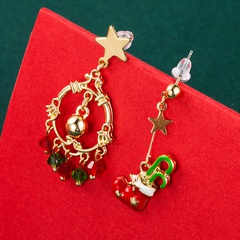Christmas Series Gift Ring Tree Asymmetrical Ear Hook Wholesale Nihaojewelry