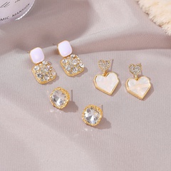 Korean geometric diamond pearl alloy stud earrings wholesale Nihaojewelry