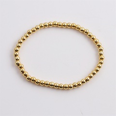 Nouveau bracelet de perles rondes élastiques en or véritable plaqué cuivre coréen en gros Nihaojewelry