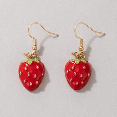 Korea cute heart strawberry bow alloy earrings wholesale Nihaojewelry