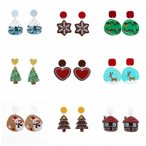 New Christmas Santa Claus Snowflake Snowman Heart Earrings Wholesale Nihaojewelry's discount tags