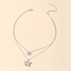 Großhandel Schmuck Schmetterling Anhänger Doppelschicht Halskette nihaojewelry
