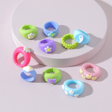fashion colorful soft ceramic ring set wholesale nihaojewelry NHLU413901's discount tags