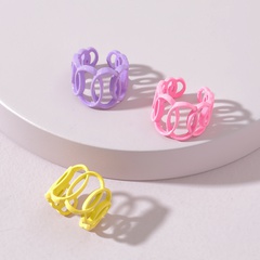fashion color spray paint geometric hollow ring set wholesale nihaojewelry