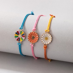 Bunte Blumen im koreanischen Stil 3-teiliges geflochtenes Armband Großhandel Nihaojewelry
