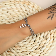 pendentif croix bracelet en acier titane double couche en gros nihaojewelry