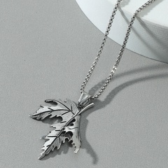 Stainless Steel Fold Maple Leaf Punk Style Necklace wholesale jewelry Nihaojewelry