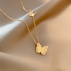 fashion simple frosted butterfly titanium steel necklace wholesale nihaojewelry