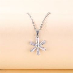 five petal zircon sun flower stainless steel chain necklace wholesale jewelry Nihaojewelry
