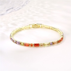 colorful rectangular zircon copper bracelet wholesale nihaojewelry