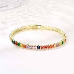 Bohemian style color square zircon copper bracelet wholesale nihaojewelry