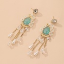 retro rhinestone flower crystal pearl tassel earrings wholesale Nihaojewelrypicture10
