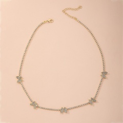 Fashion inlaid rhinestone butterfly clavicle chain necklace wholesale jewelry Nihaojewelry