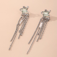 fashion inlaid rhinestone metal chain tassel earrings wholesale Nihaojewelry