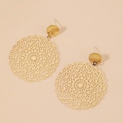 retro hollow carved flower round earrings wholesale Nihaojewelry