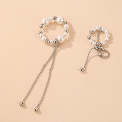 Pearl asymmetric circle chain ear bone clip wholesale Nihaojewelry