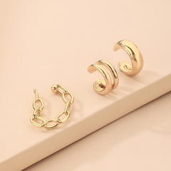 Three-piece metal geometric circle ear bone clip wholesale Nihaojewelry