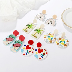 Fashion Heart Polka Dot Contrast Color Embossed Pattern Earrings Wholesale Nihaojewelry