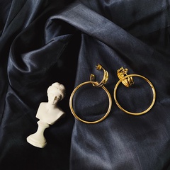 Mode römischer Ring Titanstahl vergoldete Ohrstecker Großhandel Nihaojewelry