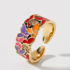 retro clashing color butterfly copper open ring wholesale Nihaojewelry