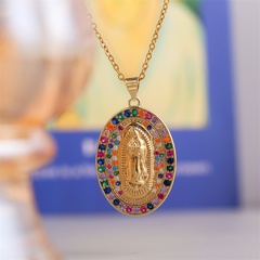 Collar colgante de circonio de color con incrustaciones de cobre de la Virgen María al por mayor nihaojewelry