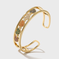 Creative copper inlaid colorful zirconium heart-shaped open bracelet wholesale Nihaojewelry