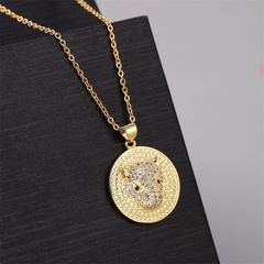 copper inlaid zirconium animal leopard pendant necklace wholesale jewelry Nihaojewelry