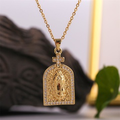 copper inlaid zircon Virgin Mary pendant necklace wholesale jewelry Nihaojewelry