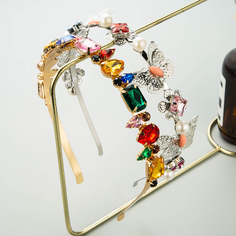Bandeau mince en mtal de diamant de couleur corenne en gros Nihaojewelry