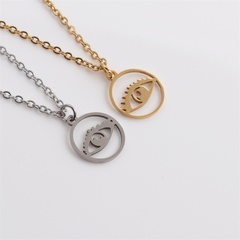fashion simple hollow new stainless steel devil's eye necklace wholesale nihaojewelry