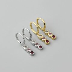 retro three-color zircon drop hoop copper earrings wholesale Nihaojewelry