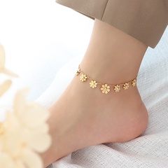 daisy petal pendant titanium steel anklet wholesale nihaojewelry