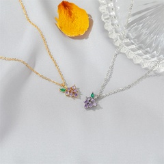 crystal grape diamond fruit pendant korean style necklace wholesale Nihaojewelry